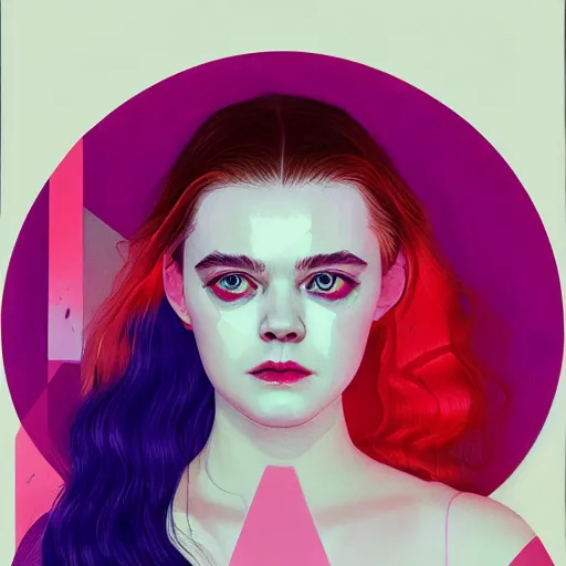 Prompt: Elle Fanning in The Neon Demon picture by Sachin Teng, asymmetrical, dark vibes, Realistic Painting , Organic painting, Matte Painting, geometric shapes, hard edges, graffiti, street art:2 by Sachin Teng:4