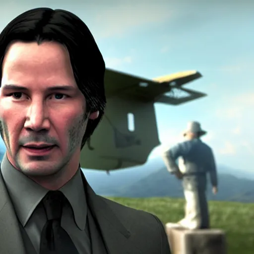 Image similar to film still of keanu reeves as clark gable in gone with wing, gameplay, 8 k, hd