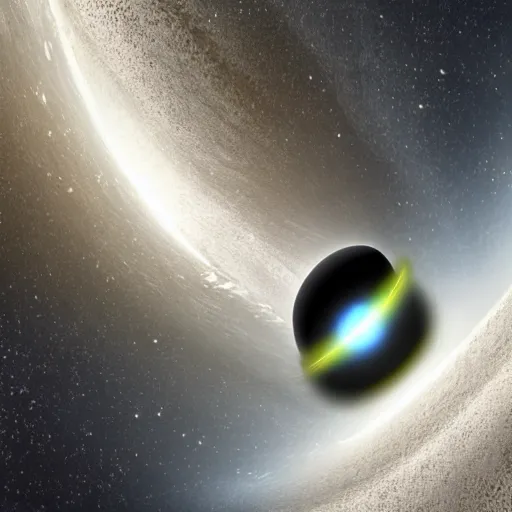 Image similar to spaceship at the edge of a black hole