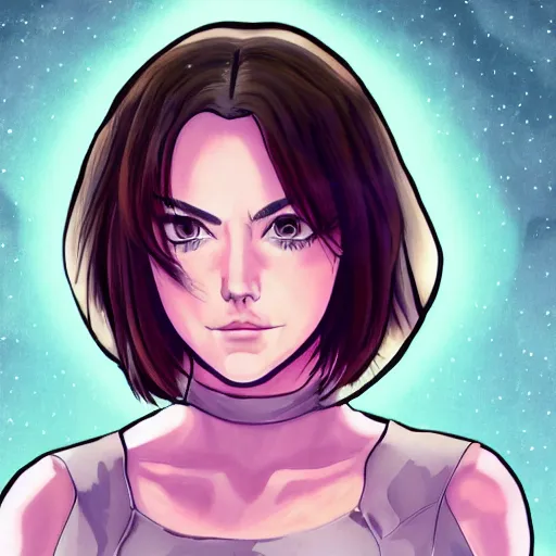 Prompt: a portrait of Daisy Ridley, anime art style