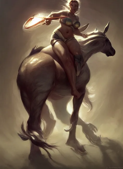 Prompt: a chubby centaur, elegant, digital painting, concept art, smooth, sharp focus, illustration, from StarCraft by Ruan Jia and Mandy Jurgens and Artgerm and William-Adolphe Bouguerea