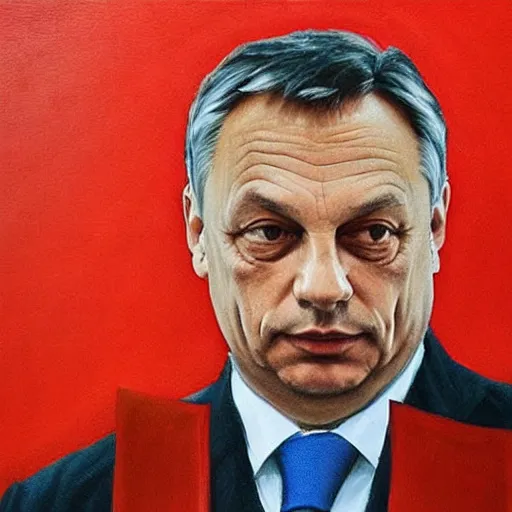 Image similar to viktor orban in a post office, oil painting