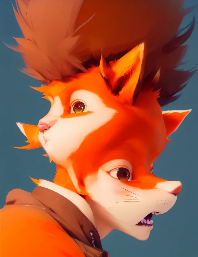 Image similar to a beautiful fullbody portrait of a cute anime boy with orange hair and orange fox ears. character design by cory loftis, fenghua zhong, ryohei hase, ismail inceoglu and ruan jia. artstation, volumetric light, detailed, photorealistic, fantasy, rendered in octane