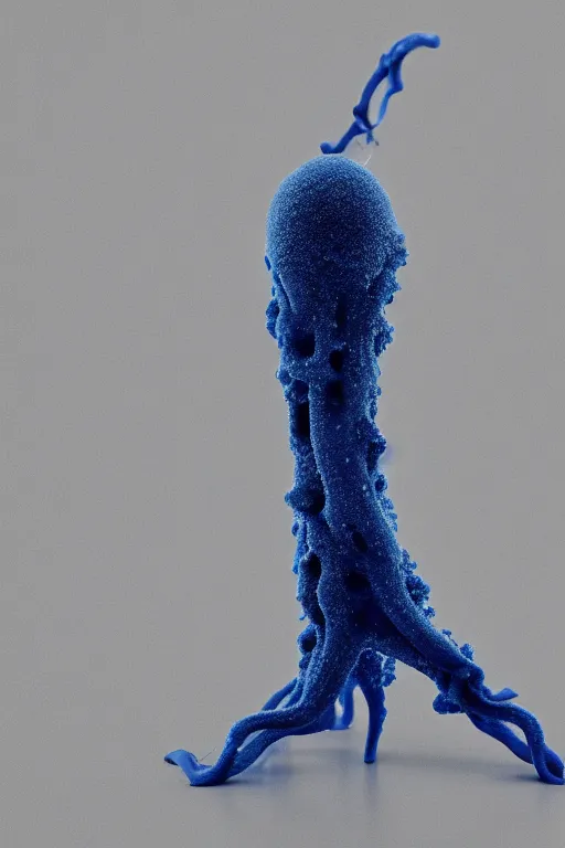 Image similar to hyperrealism, bacteriophage infection of human cells, methylene blue, squid ink morphology, a viral infection that my cells just can't defeat, high resolution, 4 k, cinematic