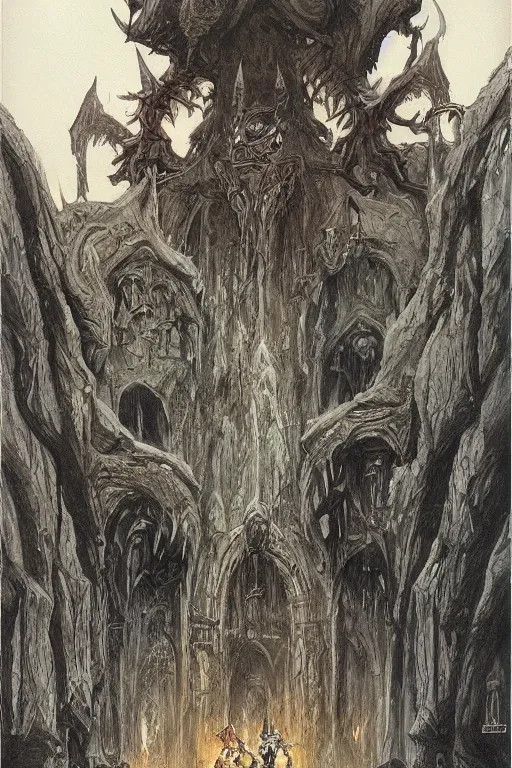 Image similar to art by john howe of shade rangers and demon diplomat - clerics.