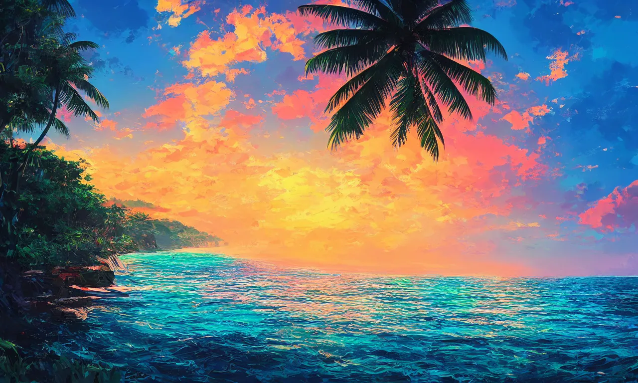 Image similar to paradise beach by alena aenami artworks in 4 k