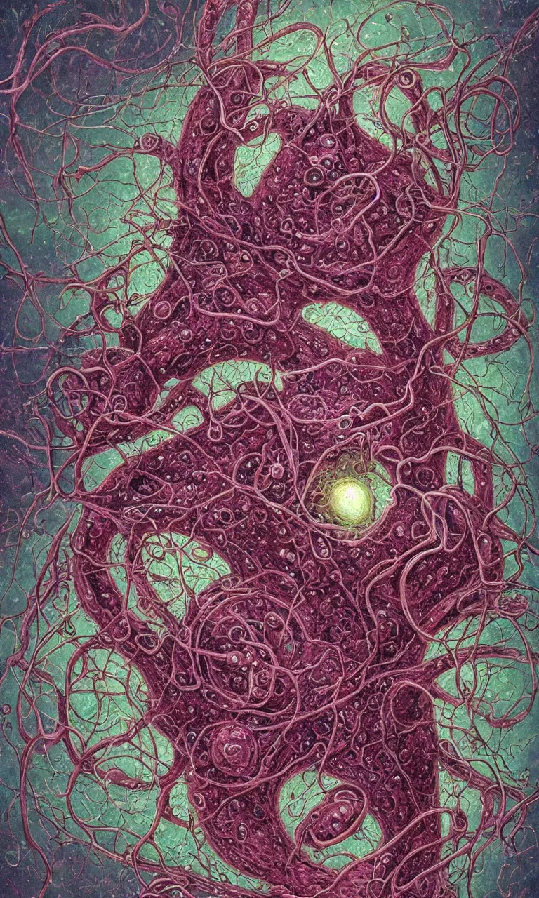 Prompt: internal heart lymphocyte virion rawandrendered synaptic transmission embryonic baleful beholder neural shoggoth by kumpan alexandr, iridescent # imaginativerealism