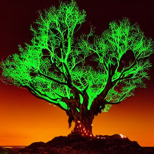 Prompt: a bioluminescent tree