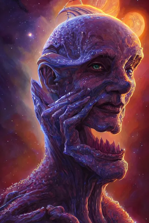 Prompt: beautiful oil painting with high detail of a wise Space ent made of stars and plasma, hybrid from dungeons and dragons and art direction by James Cameron ;by artgerm; wayne reynolds art station; cinematic quality character render; low angle; ultra high quality model; production quality cinema model; glamorous