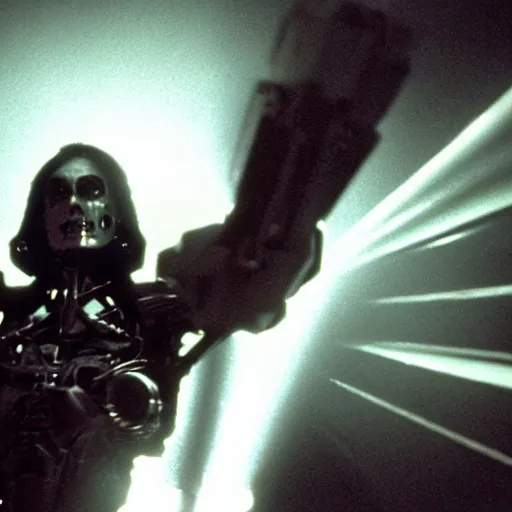 Image similar to movie still of a cool cyborg, cinematic composition, cinematic light, by john carpenter