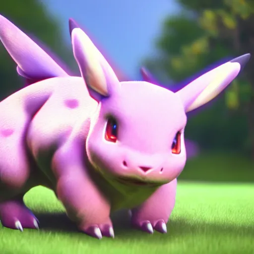 Image similar to photography of a realistic nidorino animal, ultra detailed, 8 k, cinematic lighting, natural background, trending on artstation, pokemon