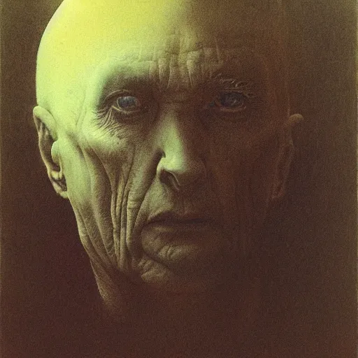 Prompt: a self - portrait by zdzislaw beksinski