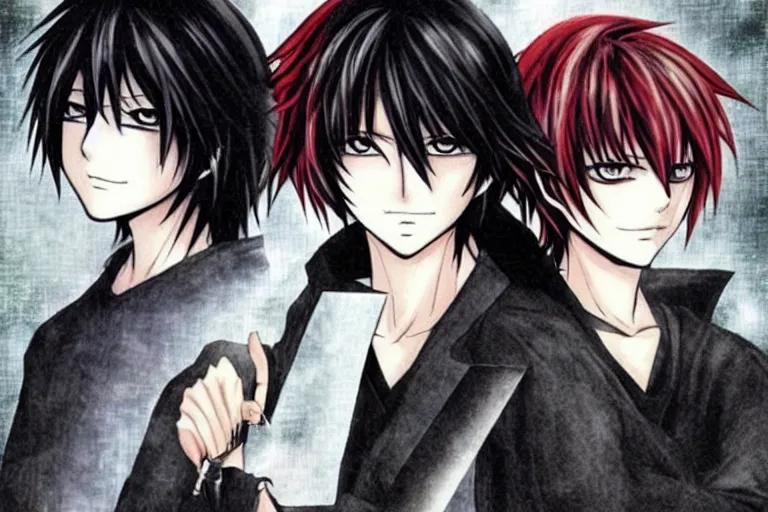 Image similar to two Anime Handsome Man,L Lawliet,Death Note