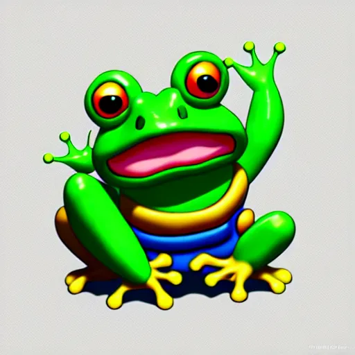 Image similar to matte oil painting of a frog warrior, in the style of nintendo, clay formed, kawaii, highly detailed, sharp focus, 4 k