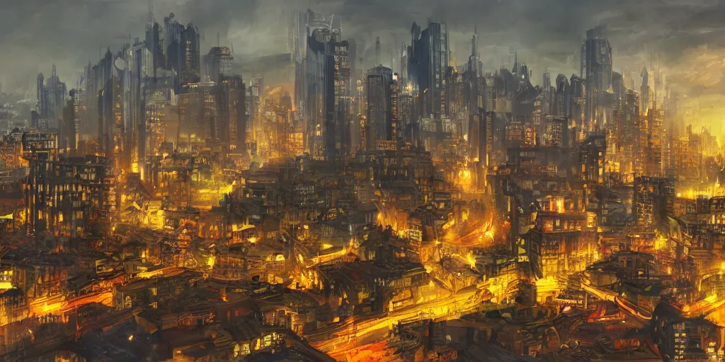 Prompt: city of slditljk, matte painting, art, digital drawing, brush strokes, bright vivid lighting