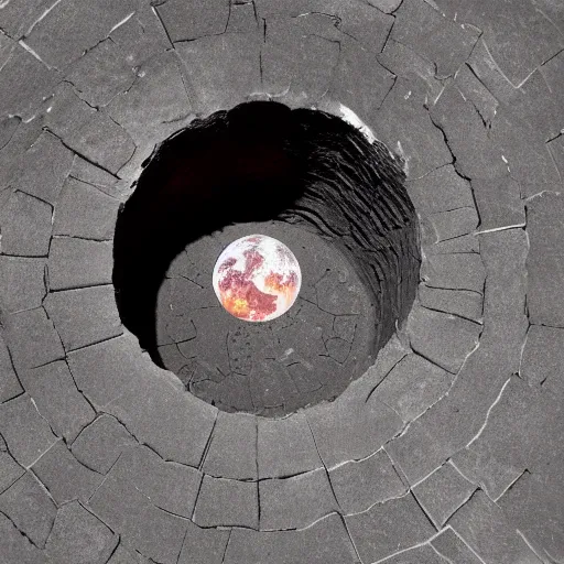 Prompt: a hole leading down to the center of the earth, in the abyss