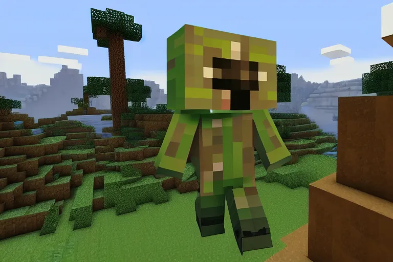 Image similar to master chief in minecraft
