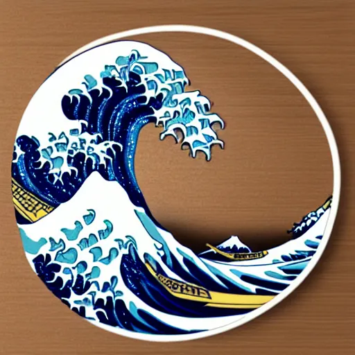 Prompt: the great wave as a sticker - art, svg vector, adobe - illustrator