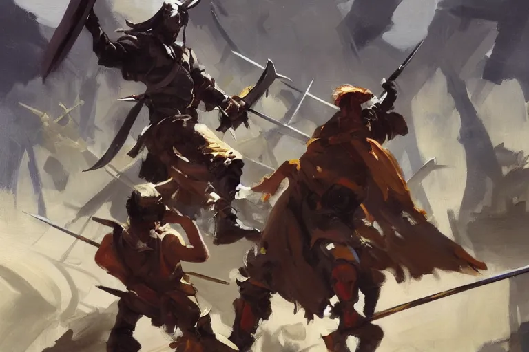 Image similar to greg manchess painting of a pile of swords in the middle of an arena, profile picture, organic painting, sunny day, matte painting, bold shapes, hard edges, street art, trending on artstation, by huang guangjian, gil elvgren, ruan jia, randy vargas, greg rutkowski