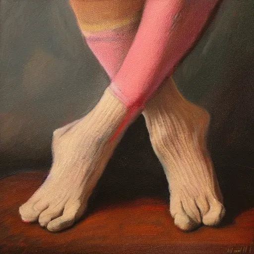 Prompt: a pair of smelly socks, oil canvas, high quality