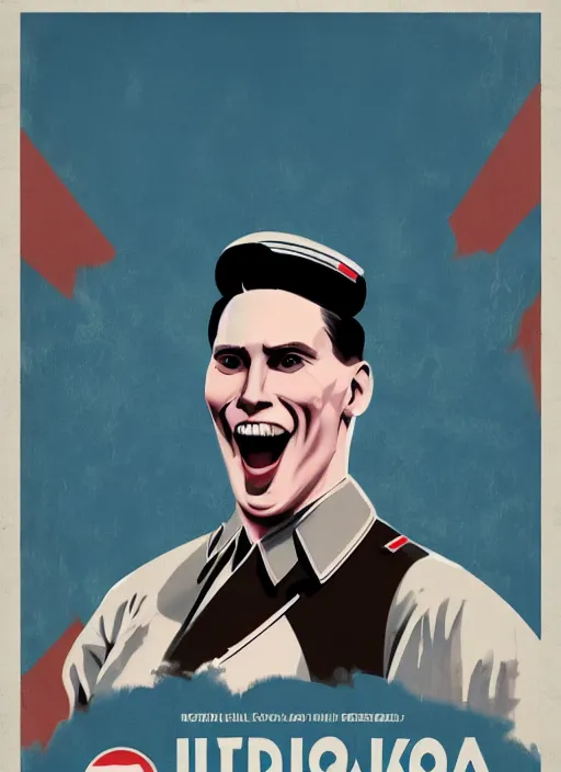 Prompt: propaganda poster smiling jerma as dictator of north korea, 8 k, trending on artstation