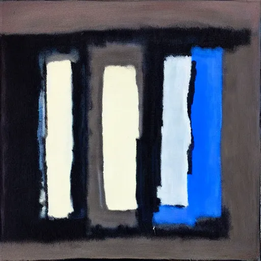 Image similar to painting, black and blue, in the style of mark rothko