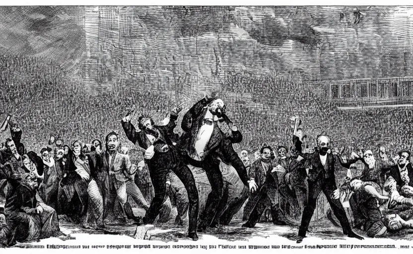 Prompt: Karl Marx as WWE wrestler suplexing Friedrich Nietsche on a WWE ring and the crowd goes crazy
