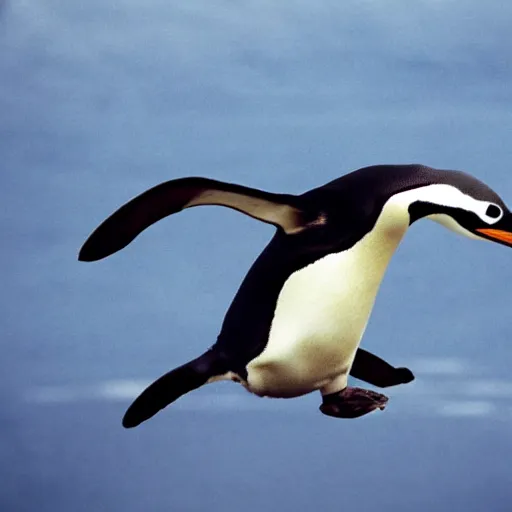 Image similar to a penguin flies around the world with planes