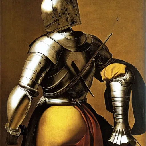 Prompt: Knight in armor,baroque painting,Gentileschi,Caravaggio,oil canvas,masterpiece