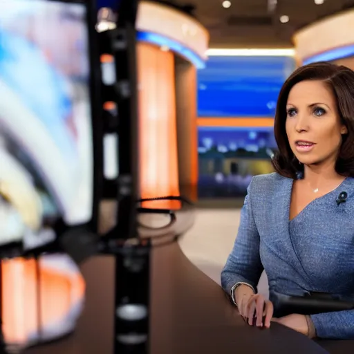 Prompt: cinematic studio photograph of a fox news anchorwoman at work, by daniella zalcman, highly detailed, canon eos r 3, f / 1. 4, iso 2 0 0, 1 / 1 6 0 s, 8 k, raw, unedited, symmetrical balance