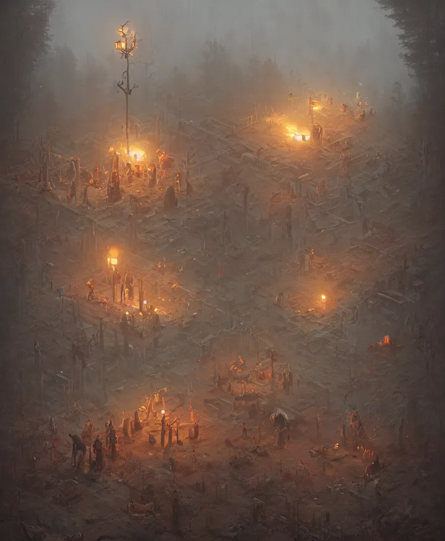 Prompt: roll dem bones, illustrated by Simon Stålenhag and Gaston Bussiere, beautiful volumetric lighting style atmosphere, intricate, ultra detailed, photorealistic, trending on artstation