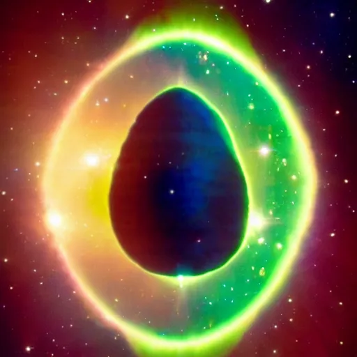 Image similar to an avocado nebula, hubble photo