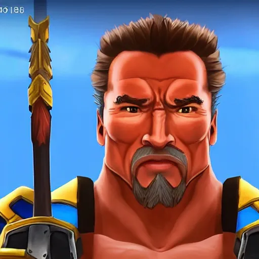 Image similar to a screenshot of arnold schwarzenegger as hanzo in overwatch