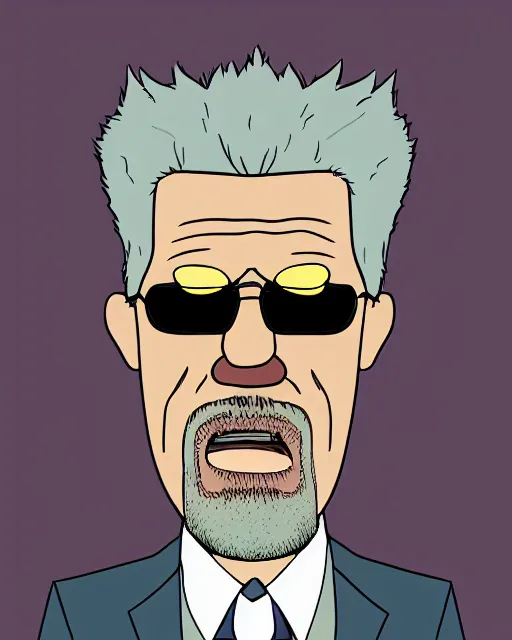 Image similar to portrait of ron perlman in the style of justin roiland. heisenberg from breaking bad. cinematic lighting. style of rick & morty. photographic, photography. by justin roiland