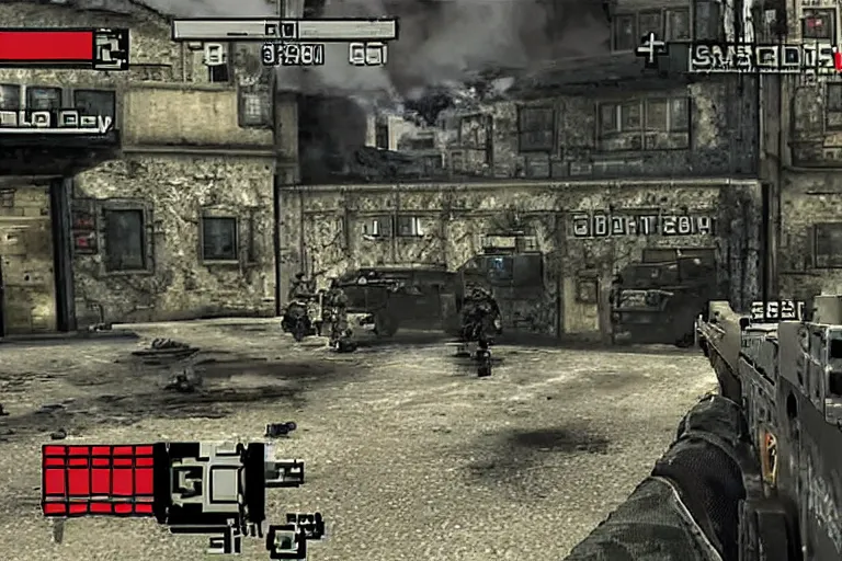 Prompt: screenshot of Call of Duty as a Game Boy Advance game