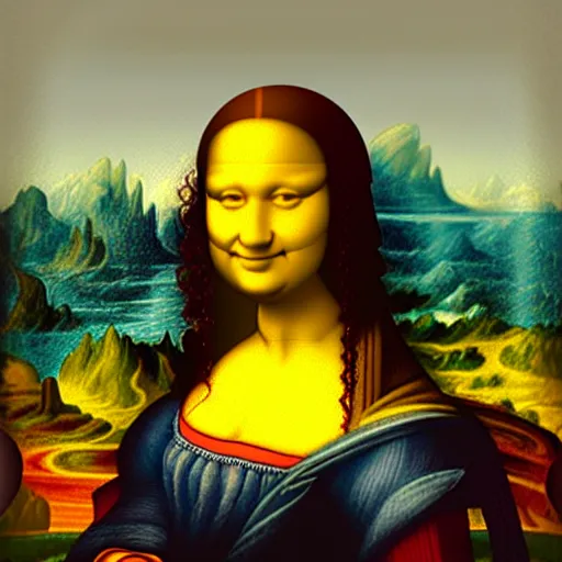 Image similar to a portrait of super - mario!!! painting by da vinci ( ( ( ( ( ( ( mona lisa ) ) ) ) ) ) )