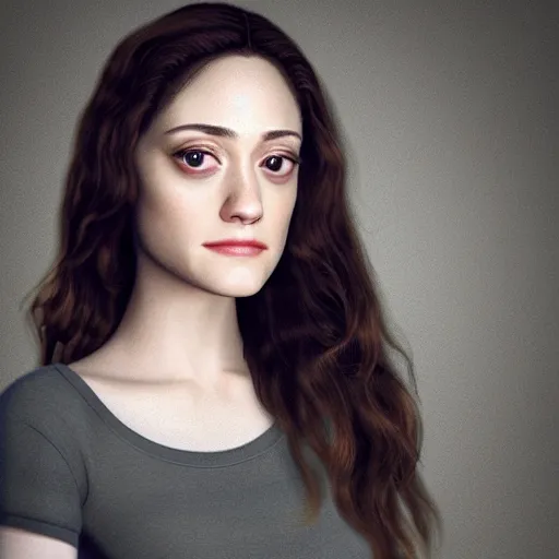 Image similar to female Emmy Rossum, realistic, photo studio, HDR, 8k, trending on artstation