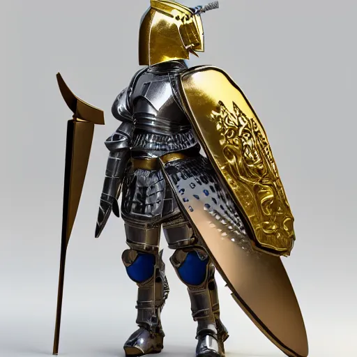 Prompt: cute fumo plush of a knight of a royal legion, knight armor, anime girl with long hair, matcap metal reflectance, vray