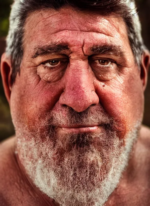 Prompt: closeup portrait of fred flintstone, depth of field, zeiss lens, detailed, symmetrical, centered, fashion photoshoot, by Annie Leibovitz and Steve McCurry, David Lazar, Jimmy Nelsson, Breathtaking, 8k resolution, extremely detailed, beautiful, establishing shot, artistic, hyperrealistic, beautiful face, octane render