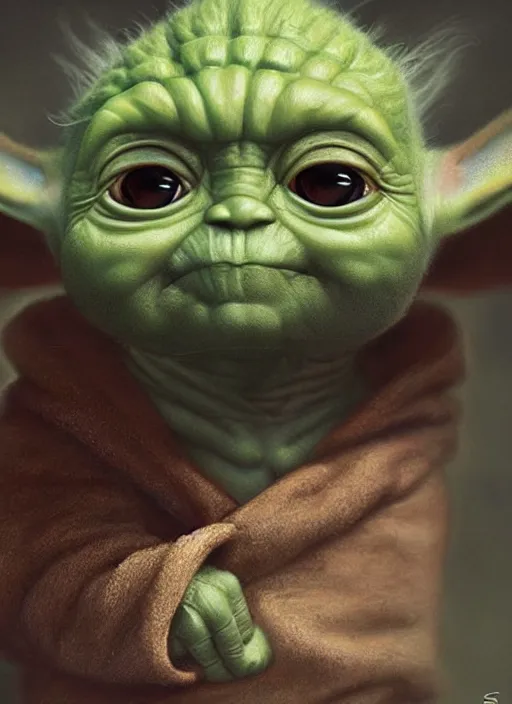 Image similar to digital _ painting _ of _ viking baby yoda _ by _ filipe _ pagliuso _ and _ justin _ gerard _ symmetric _ fantasy _ highly _ detailed _ realistic _ intricate _ port