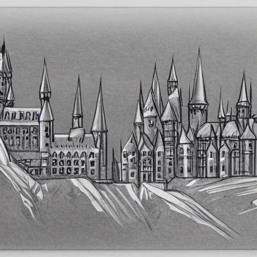 Image similar to Sketch of Hogwarts, astonishing detail