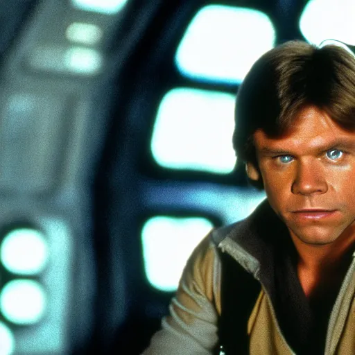 Image similar to a still of mark hamill as han solo in return of the jedi, 8 k