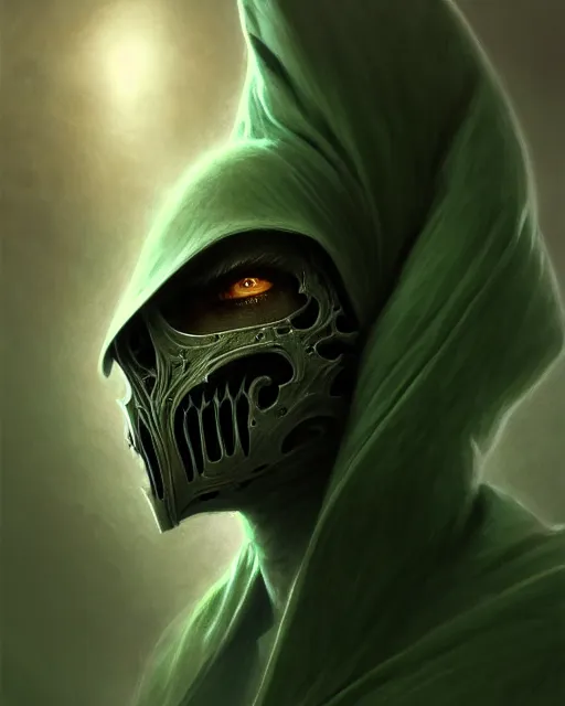 Prompt: concept art by artgerm, pestilence of the four horsemen of the apocalypse, soft green natural light, intricate, death with hood, highly detailed dark art, digital painting, artstation, concept art, smooth, sharp focus, illustration, art by greg rutkowski and luis rollo and uang guangjian and gil elvgren, symmetry!