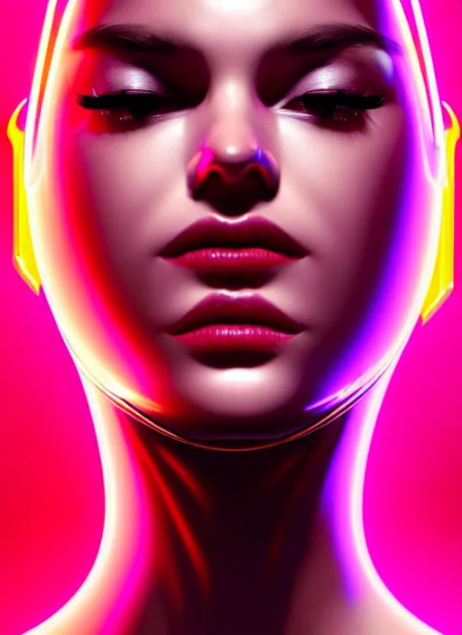 Image similar to a highly detailed long shot photo of sensual female face portrait, futurism, cyber neon lighting, detailed futuristic jewelry, futuristic glossy latex suit, profile posing, hyper photorealistic, crispy quality, digital photography, trending in pinterest, cinematic, 4 k ultra hd, art by pascal blanche, art by greg rutkowski, art by artgerm,