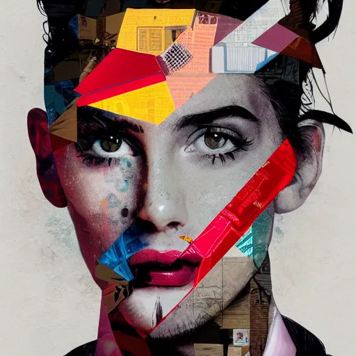 Prompt: guerrero, contemporary collage, highly detailed, digital painting, 4 k, hdr, punk, fashion, smooth, sharp focus, art by nick knight, sandra chevrier and john hoyland