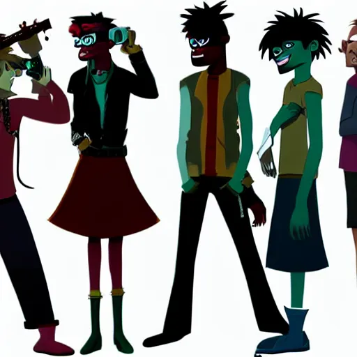 Prompt: the gorillaz band as humans