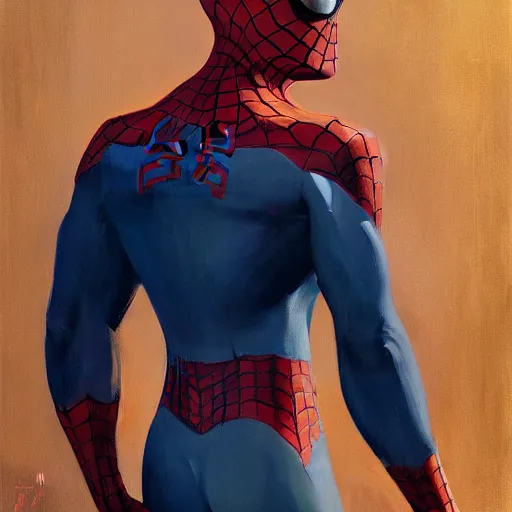 Image similar to greg manchess portrait painting of spider - man, medium shot, asymmetrical, profile picture, organic painting, sunny day, matte painting, bold shapes, hard edges, street art, trending on artstation, by huang guangjian and gil elvgren and sachin teng