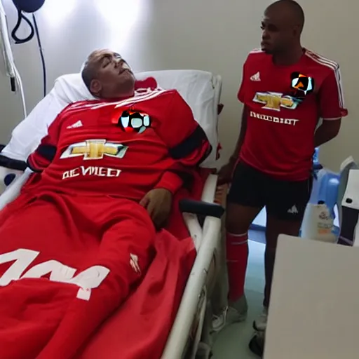 Image similar to Manchester United fan in the hospital