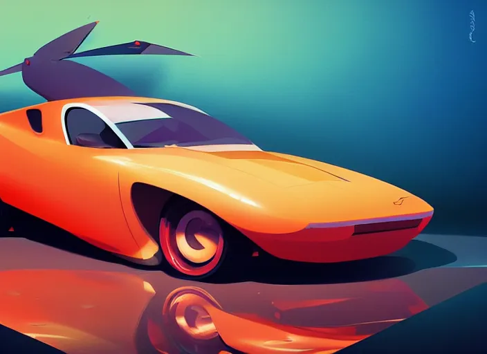 Prompt: pixar cartoon of a sport car. style by petros afshar, christopher balaskas, goro fujita, and rolf armstrong.