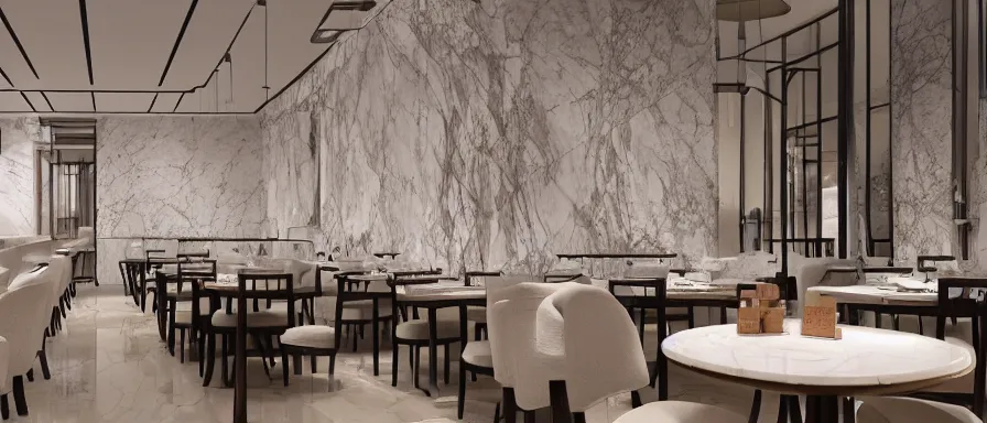 Prompt: a beautiful hyperdetailed interior render of roasted string hotpot restaurant restaurant yan'an, wall corner, from china, marble walls and white floors, with merchant logo, fine delicate structure, chinese style, simple composition, simple style structure decoration design, victo ngai, 4 k hd